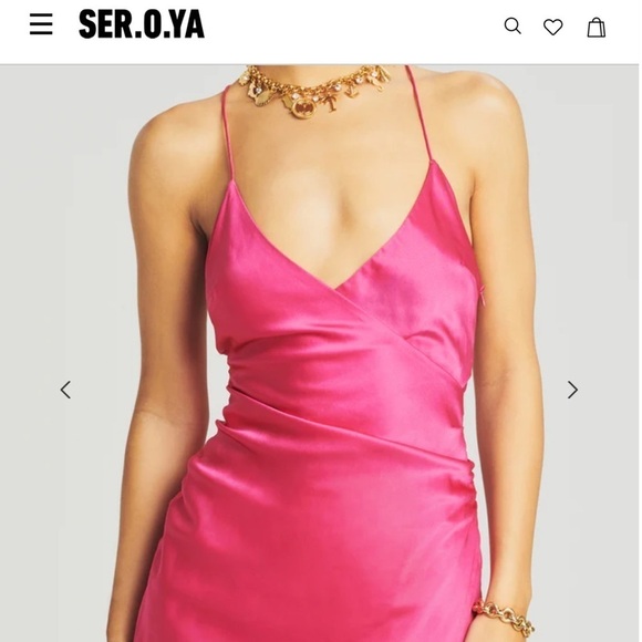 NEW SER.O.YA LEAH SILK Spandex DRESS Fuchsia Purple {$350} Blend Halter Cross XS - Picture 2 of 13